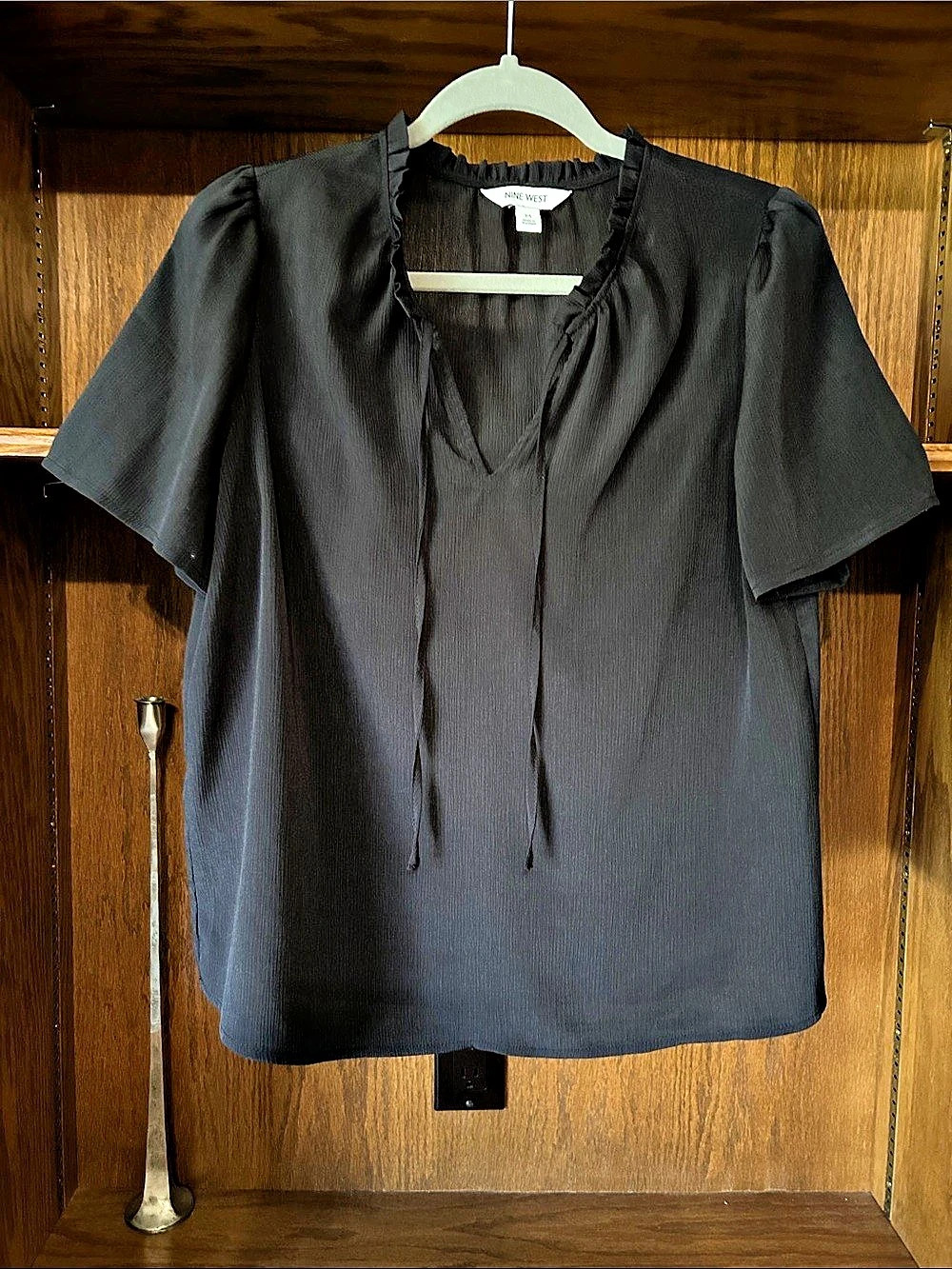 Nine West Short Sleeve Blouse in Black Like New